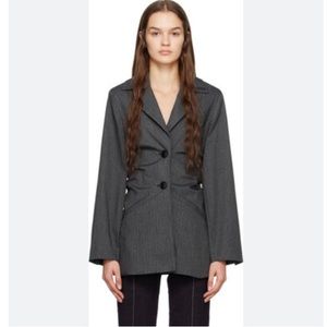NEW GANNI Gray Drapey Two Button Blazer Jacket